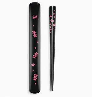 Portable Bamboo Chopsticks with Case Reusable Travel Chopsticks Utensil Set, Dishwasher Safe, Sakura Pattern, Made in Japan Portable Bamboo Chopsticks with Case Reusable Travel Chopsticks Utensil Set, Dishwasher Safe, Sakura Pattern, Made in Japan