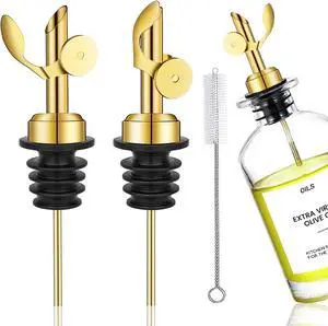 WAFJAMF 2 Pack Stainless Steel Weighted Bottle Pourers, Auto Flip, Gold | Self Closing Spout, Universal Fit, Wine Dispenser, Olive Oil Dispenser, Liquor Pourer, Bar Accessory WAFJAMF 2 Pack Stainless Steel Weighted Bottle Pourers, Auto Flip, Gold | Self Closing Spout, Universal Fit, Wine Dispenser, Olive Oil Dispenser, Liquor Pourer, Bar Accessory