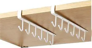 Kitchen Hook Holder Under Cupboard, Under Cabinet Utensils Hanging Hooks Rack, Drilling Free Cabinet Door Hanging Hook Rack,6 Hooks Kitchen Storage Utensil Organizer Hook Rack,2 Pack (White) Kitchen Hook Holder Under Cupboard, Under Cabinet Utensils Hanging Hooks Rack, Drilling Free Cabinet Door Hanging Hook Rack,6 Hooks Kitchen Storage Utensil Organizer Hook Rack,2 Pack (White)