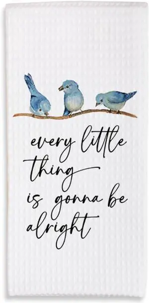 Spring Blue Birds Kitchen Towels - Every Little Thing Is Gonna Be Alright - 16 x 24 Inches Kitchen Hand Dish Towels - Decorative Fast Drying Home Dishcloth - Dishcloth Gifts For Friends Family- A02 Spring Blue Birds Kitchen Towels - Every Little Thing Is Gonna Be Alright - 16 x 24 Inches Kitchen Hand Dish Towels - Decorative Fast Drying Home Dishcloth - Dishcloth Gifts For Friends Family- A02