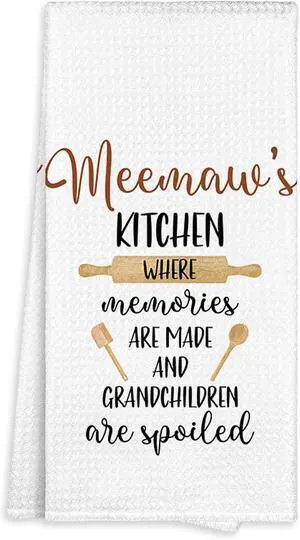 Meemaw Gifts Kitchen Towel, Grandma Grandmother Gifts from Grandkids, Meemaw's Kitchen Where Memories are Made Grandchildren are Spoiled Decorative Dish Towels Dishcloths Hand Towel Decor 16x24 Meemaw Gifts Kitchen Towel, Grandma Grandmother Gifts from Grandkids, Meemaw's Kitchen Where Memories are Made Grandchildren are Spoiled Decorative Dish Towels Dishcloths Hand Towel Decor 16x24