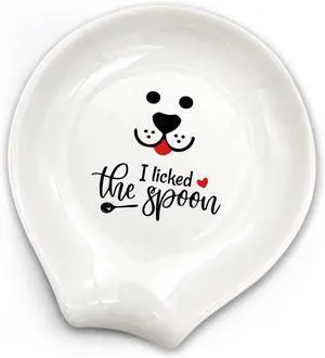 WHING Funny White Ceramic Coffee Tea Spoon Rest, I licked the spoon - Coffee Holder Coffee Station Decor Accessories Gift for Coffee Lovers Friends, 3.8×3.4×0.2 WHING Funny White Ceramic Coffee Tea Spoon Rest, I licked the spoon - Coffee Holder Coffee Station Decor Accessories Gift for Coffee Lovers Friends, 3.8×3.4×0.2