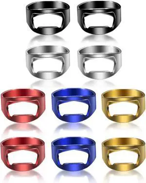 Boao 10 Pieces Bottle Opener Ring stainless Steel Beer Finger Bottle Opener Colorful for Party Present Supplies(Black,Silver,Red, Yellow, Blue) Boao 10 Pieces Bottle Opener Ring stainless Steel Beer Finger Bottle Opener Colorful for Party Present Supplies(Black,Silver,Red, Yellow, Blue)