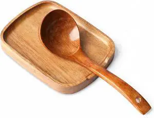 5.9 Inches Acacia Wood Spoon Rest For Stove Top - Smooth Rectangular Wooden Spoon Holder For Kitchen Counter with Non Slip Silicone Feet, Perfect Holder for Spoons, Brown 5.9 Inches Acacia Wood Spoon Rest For Stove Top - Smooth Rectangular Wooden Spoon Holder For Kitchen Counter with Non Slip Silicone Feet, Perfect Holder for Spoons, Brown