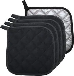 5 PCS Pot Holders for Kitchen, Cotton Potholers with Great Heat Resistance, Hot Pads, Trivets for Cooking and Baking Black 5 PCS Pot Holders for Kitchen, Cotton Potholers with Great Heat Resistance, Hot Pads, Trivets for Cooking and Baking Black