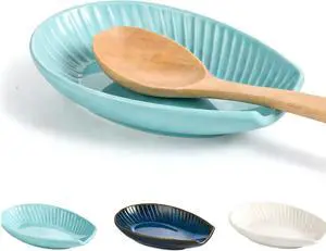 Ceramic Spoon Rest for Stove Top, Spoon Holder for Kitchen Counter, Lead-Free Utensil Rest for Cooking Spoons, Ladles & Spatulas, Dishwasher Safe Farmhouse Kitchen Decor- Blue Ceramic Spoon Rest for Stove Top, Spoon Holder for Kitchen Counter, Lead-Free Utensil Rest for Cooking Spoons, Ladles & Spatulas, Dishwasher Safe Farmhouse Kitchen Decor- Blue