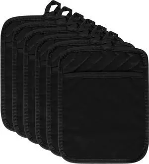 R HORSE 6Pcs Black Pot Holders with Pocket for Kitchen, 7''x 9'' | Cotton Potholders, Heat Resistant Oven Mitts, Non-slip Terry Cloth Trivet, Ideal for Baking Cooking, Machine Wash R HORSE 6Pcs Black Pot Holders with Pocket for Kitchen, 7''x 9'' | Cotton Potholders, Heat Resistant Oven Mitts, Non-slip Terry Cloth Trivet, Ideal for Baking Cooking, Machine Wash