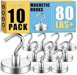 Magnetic Hooks, 80LBS Heavy Duty Magnetic Hooks for Cruise Cabins, Metal Hooks for Cruise Ship Walls, Refrigerator, Classroom, Grills, Extra Strong Cruise Magnet Hooks for Hanging, 10 Pack (Silver) Magnetic Hooks, 80LBS Heavy Duty Magnetic Hooks for Cruise Cabins, Metal Hooks for Cruise Ship Walls, Refrigerator, Classroom, Grills, Extra Strong Cruise Magnet Hooks for Hanging, 10 Pack (Silver)