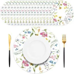 50 PCS Disposable Floral Paper Placemats Watercolor Wildflower Round Placemat Summer Table Mats for Wedding Anniversary Bride Party Supplies 50 PCS Disposable Floral Paper Placemats Watercolor Wildflower Round Placemat Summer Table Mats for Wedding Anniversary Bride Party Supplies