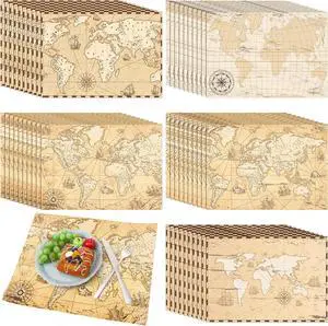 Eaasty 50 Pieces Disposable World Map Paper Placemats, 13.4 x 9.45'' | Vintage World Map for Old Paper Retro Decorative Travel Adventure Table Mat for Geography Learning Education Traveler Them Eaasty 50 Pieces Disposable World Map Paper Placemats, 13.4 x 9.45'' | Vintage World Map for Old Paper Retro Decorative Travel Adventure Table Mat for Geography Learning Education Traveler Them