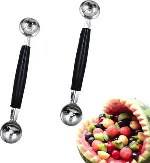2-Pack Double-Ended Stainless Steel Melon Baller, Fruit & Ice Cream Scoop | Stainless Steel, Melon Baller, Smooth Round Melon Balls, For Watermelon/Ice Cream/Fruits/Sorbet/Meatball 2-Pack Double-Ended Stainless Steel Melon Baller, Fruit & Ice Cream Scoop | Stainless Steel, Melon Baller, Smooth Round Melon Balls, For Watermelon/Ice Cream/Fruits/Sorbet/Meatball