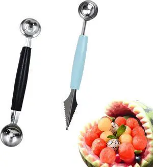 2 Pack Melon Baller Scoop Set Stainless Steel Double-headed Carving Knife Watermelon Cantaloupe Scooper for Cutting and Scooping Fruit Melons 2 Pack Melon Baller Scoop Set Stainless Steel Double-headed Carving Knife Watermelon Cantaloupe Scooper for Cutting and Scooping Fruit Melons