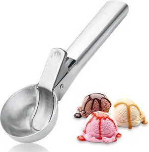 Premium Ice Cream Scoop with Trigger Ice Cream Scooper Stainless Steel, Heavy Duty Metal Icecream Scoop Spoon Dishwasher Safe, Perfect for Frozen Yogurt, Gelatos, Sundaes, Silver Large Premium Ice Cream Scoop with Trigger Ice Cream Scooper Stainless Steel, Heavy Duty Metal Icecream Scoop Spoon Dishwasher Safe, Perfect for Frozen Yogurt, Gelatos, Sundaes, Silver Large
