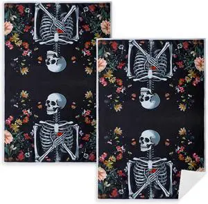 Gothic Skull Kitchen Towels, Cute Goth Flower Skull Microfiber Hand Towels with Hanging Loop for Women Girl, 2 Pack 16×24 Inch Kitten Reusable Dish Tea Towel for Home Kitchen Bathroom Decor Dishcloths Gothic Skull Kitchen Towels, Cute Goth Flower Skull Microfiber Hand Towels with Hanging Loop for Women Girl, 2 Pack 16×24 Inch Kitten Reusable Dish Tea Towel for Home Kitchen Bathroom Decor Dishcloths