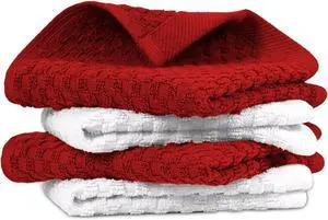 Infinitee Xclusives Premium Dish Cloth 100% Cotton 12 x 12 Inches |Pack of 4| - Ultra Soft Tea Towels - Highly Absorbent Kitchen Rags - Terry Dishcloth for Kitchen and Household Cleaning |Red| Infinitee Xclusives Premium Dish Cloth 100% Cotton 12 x 12 Inches |Pack of 4| - Ultra Soft Tea Towels - Highly Absorbent Kitchen Rags - Terry Dishcloth for Kitchen and Household Cleaning |Red|