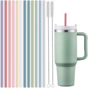 12-Pack Silicone Reusable Straws for Stanley 40 oz 30 oz Cup Tumbler, 12.2 inch Long Replacement Straws with 2 Cleaning Brushes 12-Pack Silicone Reusable Straws for Stanley 40 oz 30 oz Cup Tumbler, 12.2 inch Long Replacement Straws with 2 Cleaning Brushes