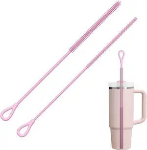 YOTIME Silicone Straw Cleaner Brush, 2Pcs Reusable Straw Brush, Pink | 2-Piece Set, Extra-Long for Tumblers with Handles and Glass/Metal Smoothie Straws, Non-Slip Handle, Soft Flexible, 6mm & 9mm YOTIME Silicone Straw Cleaner Brush, 2Pcs Reusable Straw Brush, Pink | 2-Piece Set, Extra-Long for Tumblers with Handles and Glass/Metal Smoothie Straws, Non-Slip Handle, Soft Flexible, 6mm & 9mm