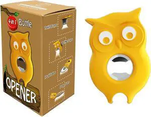 4-in-1 Manual Owl Bottle Opener - BPA-Free Multi-Function Opener for Bottle Caps, Jars, Pull Tabs & Twist Caps, Ergonomic Design for Kids, Seniors & Weak Hands (Yellow) 4-in-1 Manual Owl Bottle Opener - BPA-Free Multi-Function Opener for Bottle Caps, Jars, Pull Tabs & Twist Caps, Ergonomic Design for Kids, Seniors & Weak Hands (Yellow)