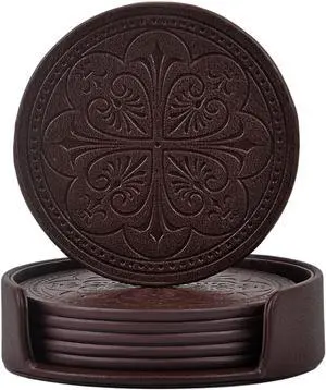 Drink Coasters,PU Leather Bar Beer Beverage Coaster for Drinks Set of 6 with Holder Coasters for Wooden Table Coffee Table Absorbent, Easy Clean Cup Coaster Easter Housewarming Gifts Drink Coasters,PU Leather Bar Beer Beverage Coaster for Drinks Set of 6 with Holder Coasters for Wooden Table Coffee Table Absorbent, Easy Clean Cup Coaster Easter Housewarming Gifts