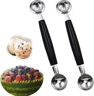 2 Pcs Double-Ended Headed Melon Baller Scoop,Stainless Steel Fruit Ice Cream Baller,Round Melon Balls Scooper for Watermelon/Ice Cream/Fruits/Sorbet/Meatballs 2 Pcs Double-Ended Headed Melon Baller Scoop,Stainless Steel Fruit Ice Cream Baller,Round Melon Balls Scooper for Watermelon/Ice Cream/Fruits/Sorbet/Meatballs