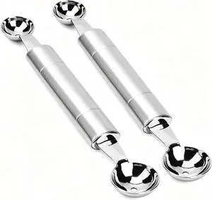 2 Pcs Double Ended Headed Fruit Icecream Ball Spoon Melon Baller Parisienne Scoop Smooth Round Melon Balls Melon Scoop for Watermelon/Ice 30mm Melon Ballers 2 Pcs Double Ended Headed Fruit Icecream Ball Spoon Melon Baller Parisienne Scoop Smooth Round Melon Balls Melon Scoop for Watermelon/Ice 30mm Melon Ballers