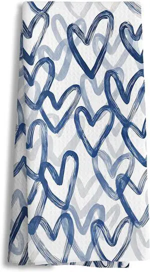 Navy Blue Heart Valentines Kitchen Towels Decorative, Trendy Preppy Blue Valentine's Day Hand Tea Towels for Bathroom Kitchen, Valentine Dish Towel Dishcloth, 16x24 Inch Navy Blue Heart Valentines Kitchen Towels Decorative, Trendy Preppy Blue Valentine's Day Hand Tea Towels for Bathroom Kitchen, Valentine Dish Towel Dishcloth, 16x24 Inch
