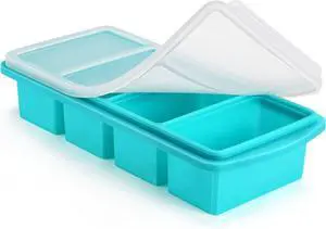 Silicone Freezer Tray with Lid - 1 Cup Silicone Food Tray - Large Ice Cube Freezer Molds - Soup, Sauce, leftovers, Homemade Meal Prep Freezing Kitchen Storage Containers - Aqua - 1-Pack Silicone Freezer Tray with Lid - 1 Cup Silicone Food Tray - Large Ice Cube Freezer Molds - Soup, Sauce, leftovers, Homemade Meal Prep Freezing Kitchen Storage Containers - Aqua - 1-Pack