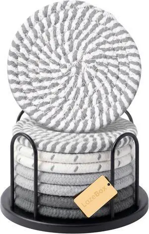 Lazebox Coasters Set of 8 for Drinks, 4 Inch Large Coasters for Coffee Table, Tabletop Protection for Hot & Cold Drinks, Versatile Coasters for Home Decor, Non-Slip & Easy to Clean, Gray Lazebox Coasters Set of 8 for Drinks, 4 Inch Large Coasters for Coffee Table, Tabletop Protection for Hot & Cold Drinks, Versatile Coasters for Home Decor, Non-Slip & Easy to Clean, Gray