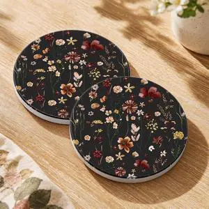 Oqplog 2 Pack Ceramic Absorbent Drink Coasters for Women | Vintage Black Flower Absorbent Drinking Coasters with Cork Backing for Desk Table Office Outdoor Coffee Bar 4 Inch Set of 2 Oqplog 2 Pack Ceramic Absorbent Drink Coasters for Women | Vintage Black Flower Absorbent Drinking Coasters with Cork Backing for Desk Table Office Outdoor Coffee Bar 4 Inch Set of 2