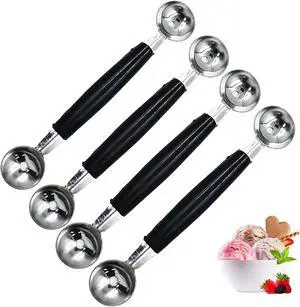4 Pack Double Ended Headed Fruit Icecream Ball Spoon,Stainless Steel Melon Baller,Smooth Round Melon Balls Melon Scoop for Watermelon/Ice Cream/Fruits/Sorbet/Meatball 4 Pack Double Ended Headed Fruit Icecream Ball Spoon,Stainless Steel Melon Baller,Smooth Round Melon Balls Melon Scoop for Watermelon/Ice Cream/Fruits/Sorbet/Meatball