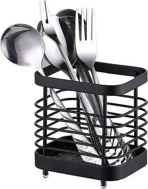 Utensil Holder, Stainless Steel Utensil Drying RackWire Utensil Holder for Kitchen Counter, Silverware Cutlery Flatware Holder Forks, Knives, Spoons Organizer (Black) Utensil Holder, Stainless Steel Utensil Drying RackWire Utensil Holder for Kitchen Counter, Silverware Cutlery Flatware Holder Forks, Knives, Spoons Organizer (Black)