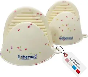 Thickened Mini Silicone Oven Mitts Heat Resistant as Hot Pot Holder, Baking Holder, Rubber Oven Gloves, Finger Pinch Grips, Potholder Mitts for Kitchen Cooking, 1 Pair, White Confetti Thickened Mini Silicone Oven Mitts Heat Resistant as Hot Pot Holder, Baking Holder, Rubber Oven Gloves, Finger Pinch Grips, Potholder Mitts for Kitchen Cooking, 1 Pair, White Confetti