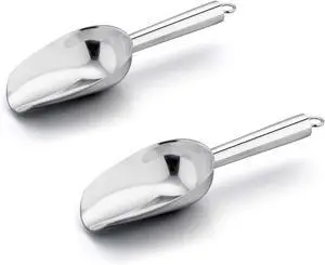 E-far Mini Ice Scoop Set of 2, 3 Ounce Stainless Steel Scoops for Freezer | Ideal for Ice Cube/Candy/Flour/Sugar, Metal Utility Scoop for Canister/Baking/Kitchen Pantry, Rust Proof & Dishwasher Safe E-far Mini Ice Scoop Set of 2, 3 Ounce Stainless Steel Scoops for Freezer | Ideal for Ice Cube/Candy/Flour/Sugar, Metal Utility Scoop for Canister/Baking/Kitchen Pantry, Rust Proof & Dishwasher Safe
