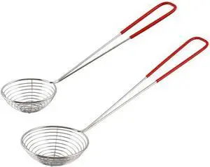 2Pcs Stainless Steel Strainer Spoons Boba Spoon Scoop Hot Pot Strainer Spoons Ladle Wire Cooking Skimmers Spoon with Handle for Hot Pot, Meatball, Kitchen Baking Oil Filter, 2 Sizes 2Pcs Stainless Steel Strainer Spoons Boba Spoon Scoop Hot Pot Strainer Spoons Ladle Wire Cooking Skimmers Spoon with Handle for Hot Pot, Meatball, Kitchen Baking Oil Filter, 2 Sizes