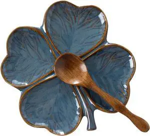 Ceramic Spoon Rest for Stove Top, Spoon Holder for Kitchen Countertop | Cute Four Leaf Clover Shaped, Cooking Spoon Rest Table Decor (Blue) Ceramic Spoon Rest for Stove Top, Spoon Holder for Kitchen Countertop | Cute Four Leaf Clover Shaped, Cooking Spoon Rest Table Decor (Blue)