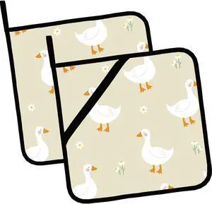 Cartoon Goose Pot Holders 2 PCS,Kitchen Heat Resistant Potholder for BBQ Cooking Baking,Food Hot Pad for Women Men Cartoon Goose Pot Holders 2 PCS,Kitchen Heat Resistant Potholder for BBQ Cooking Baking,Food Hot Pad for Women Men