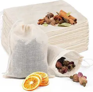 GliSun 50 Pcs Muslin Drawstring Bags Reusable Tea Bags 4 x 3 Inch | Natural Cotton Unbleached Small Cheese Cloth Bag for Cooking Straining Soup Sachet Coffee Tea Brew Spice GliSun 50 Pcs Muslin Drawstring Bags Reusable Tea Bags 4 x 3 Inch | Natural Cotton Unbleached Small Cheese Cloth Bag for Cooking Straining Soup Sachet Coffee Tea Brew Spice