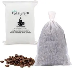 100Pcs Large Tea Bag - Disposable Empty Tea Filter Bags No Mess Mesh Bags with Drawstring for Concentrate/Iced Coffee, Herb, Loose Leaf Tea 100Pcs Large Tea Bag - Disposable Empty Tea Filter Bags No Mess Mesh Bags with Drawstring for Concentrate/Iced Coffee, Herb, Loose Leaf Tea