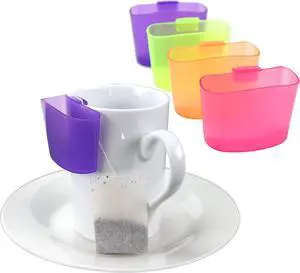 Iconikal Hook on Mug Tea Bag Holder Set, 4-Pack Purple Orange Green Pink Iconikal Hook on Mug Tea Bag Holder Set, 4-Pack Purple Orange Green Pink
