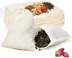 20 Pack Reusable Tea Bags, Natural Unbleached Muslin Bags with Drawstring, Spice Bags for Cooking, Loose Leaf Tea, Herbs & Coffee, Fine Mesh Filter Bags (3 x 4 in) 20 Pack Reusable Tea Bags, Natural Unbleached Muslin Bags with Drawstring, Spice Bags for Cooking, Loose Leaf Tea, Herbs & Coffee, Fine Mesh Filter Bags (3 x 4 in)