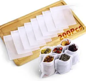 200Pcs Disposable Tea Bags for Loose Leaf Tea, Empty Tea Filter Bags for Cooking, Infuser Sachets for Spice, Coffee, Herb and More (3.54x2.75 Inch) 200Pcs Disposable Tea Bags for Loose Leaf Tea, Empty Tea Filter Bags for Cooking, Infuser Sachets for Spice, Coffee, Herb and More (3.54x2.75 Inch)