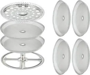8 Pieces French Press Replacement Parts Stainless Steel Set, 6 Pieces 3.6in Universal French Press Screen, Containing Spiral Disk and Cross Disk for 34oz/3.6 Inch Wide French Press Coffee Press 8 Pieces French Press Replacement Parts Stainless Steel Set, 6 Pieces 3.6in Universal French Press Screen, Containing Spiral Disk and Cross Disk for 34oz/3.6 Inch Wide French Press Coffee Press