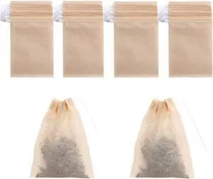 200 Pack Disposable Drawstring Tea Filter Bags, 8 x 10cm Natural Color | Empty Bag Paper Tea Infuser Safe & Natural Unbleached Drawstring for Loose Leaf Tea 200 Pack Disposable Drawstring Tea Filter Bags, 8 x 10cm Natural Color | Empty Bag Paper Tea Infuser Safe & Natural Unbleached Drawstring for Loose Leaf Tea