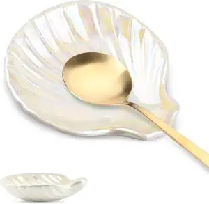 Ceramic Spoon Rest, Cute Coffee Spoons Holder for Kitchen Counter (Shell) | Ceramic Tray for Spoons, Spatulas, Tea Bag, Jewelry and Small Items, Ideal for Kitchens, Coffee Bars Station and Gifts Ceramic Spoon Rest, Cute Coffee Spoons Holder for Kitchen Counter (Shell) | Ceramic Tray for Spoons, Spatulas, Tea Bag, Jewelry and Small Items, Ideal for Kitchens, Coffee Bars Station and Gifts
