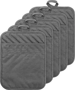 5Pack Pocket Pot Holders Cotton Heat Resistant Potholder Multipurpose Hot Pads Machine Washable Oven Mitts Cooking Pads Bulk for Daily Kitchen Baking and Cooking 8.9 x 6.9 Inch Grey 5Pack Pocket Pot Holders Cotton Heat Resistant Potholder Multipurpose Hot Pads Machine Washable Oven Mitts Cooking Pads Bulk for Daily Kitchen Baking and Cooking 8.9 x 6.9 Inch Grey