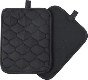 Glynniss Anti-Slip Grip Pot Holder for Kitchen, Cotton Oven Hot Pads Set with Neoprene for Heat Resistant 450F, 7x9 Inches Potholder Machine Washable 2PCS (Black, 2) Glynniss Anti-Slip Grip Pot Holder for Kitchen, Cotton Oven Hot Pads Set with Neoprene for Heat Resistant 450F, 7x9 Inches Potholder Machine Washable 2PCS (Black, 2)