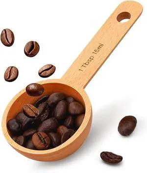 Beech Wooden Coffee Scoop - 15ml Tablespoon Measuring Spoon for Coffee Grounds, Whole Beans, or Tea - Home Kitchen Accessories (1 Pack) Beech Wooden Coffee Scoop - 15ml Tablespoon Measuring Spoon for Coffee Grounds, Whole Beans, or Tea - Home Kitchen Accessories (1 Pack)