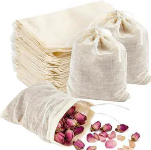 TUZAZO 50 Pcs Muslin Bags with Drawstring 3 x 4 inch, Reusable Tea Bags for Loose Leaf Tea, Natural Cotton Unbleached Cheesecloth Small Spice Bag for Cooking Soup Herb Sachet Bag Empty TUZAZO 50 Pcs Muslin Bags with Drawstring 3 x 4 inch, Reusable Tea Bags for Loose Leaf Tea, Natural Cotton Unbleached Cheesecloth Small Spice Bag for Cooking Soup Herb Sachet Bag Empty