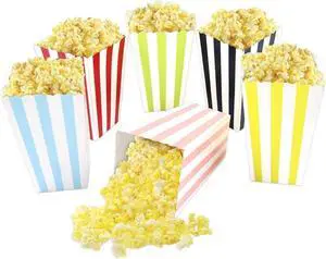 Colorful Striped Popcorn Boxes 24 Pack, Movie Night & Game Day Snack Containers, Soccer Watch Party Popcorn Buckets, Disposable Cardboard Cups for Birthday, Classroom, Carnival, Wedding Party Supplies Colorful Striped Popcorn Boxes 24 Pack, Movie Night & Game Day Snack Containers, Soccer Watch Party Popcorn Buckets, Disposable Cardboard Cups for Birthday, Classroom, Carnival, Wedding Party Supplies