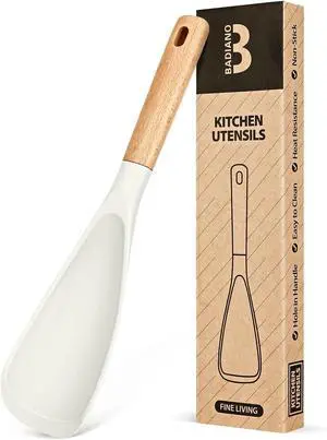 Badiano Silicone Cooking Spoon for Nonstick Cookware, Multi-function,11.4in | Great for Cooking and Serving, Sturdy BPA-Free Matte Silicone, Wood Handle Spoon for Mixing, Scoop, and Scrape,White Badiano Silicone Cooking Spoon for Nonstick Cookware, Multi-function,11.4in | Great for Cooking and Serving, Sturdy BPA-Free Matte Silicone, Wood Handle Spoon for Mixing, Scoop, and Scrape,White